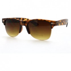 Wayfarer Unisex Fashion Sunglasses Stylish Chic Short Half Horn Rim Frame - Tortoise - CO11E2E1YXJ $7.98