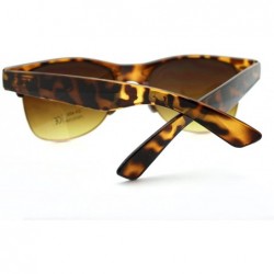 Wayfarer Unisex Fashion Sunglasses Stylish Chic Short Half Horn Rim Frame - Tortoise - CO11E2E1YXJ $7.98