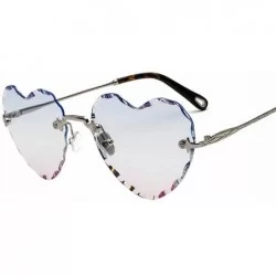 Sport New Gradient Love Frameless Sunglasses Female Retro Harajuku Cute Travel Photo Sunglasses - CN18SAEAWEU $38.84