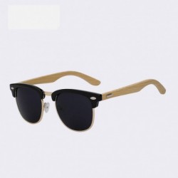 Shield Half Metal Bamboo Sunglasses Men Women Glasses Mirror Sun Glasses Fashion Gafas Oculos De Sol UV400 - CX18R5UZW59 $28.15