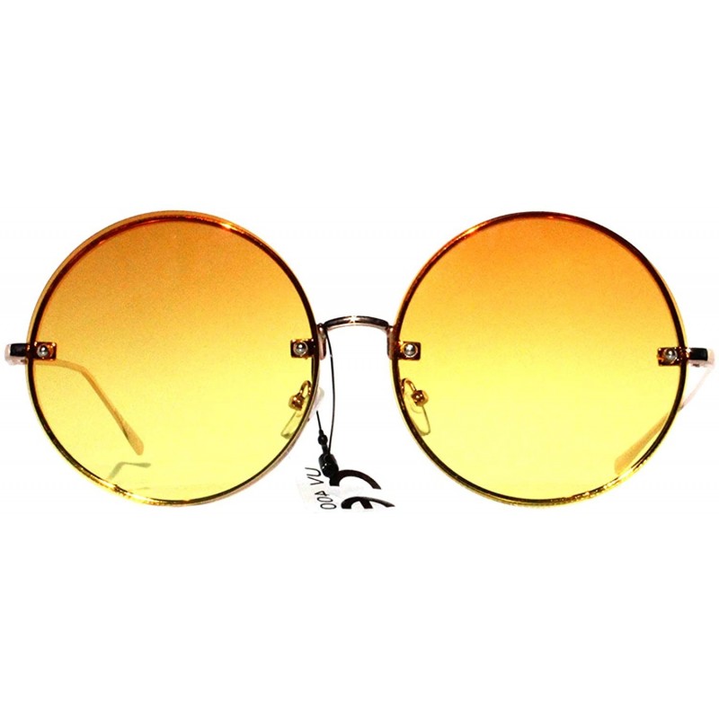 Oversized SIMPLE Oversize Round Two Tone Color Fashion Sunglasses for Women - Orange Yellow - CB18ZTY3C0Y $13.10