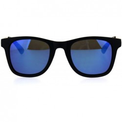 Rectangular Mens Plastic Horned Rim Metal Arm Elegant OG Designer Sunglasses - Black Blue - C8184MWRLOQ $14.07