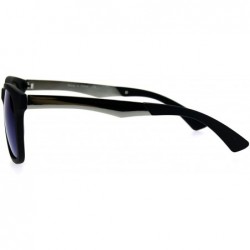 Rectangular Mens Plastic Horned Rim Metal Arm Elegant OG Designer Sunglasses - Black Blue - C8184MWRLOQ $14.07