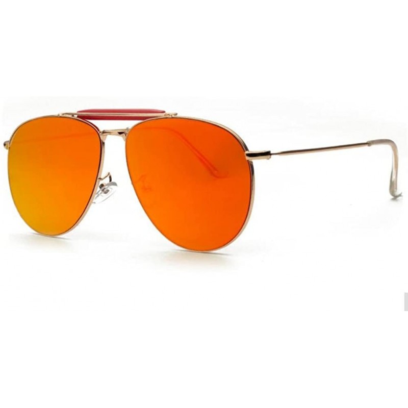 Aviator Women Pilot Mirror UV400 Sunglasses Coating Flat Sun Glasses Eyewear - Red - C11839I9TZU $8.75