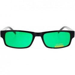 Rectangular Black Rectangle Frame Color Lens Sunglasses Spring Hinge - Black - CS1880N5AUM $10.23