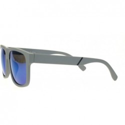 Rectangular Mens Matte Plastic Sport Horn Rim Color Mirror Lens Sunglasses - Grey Blue Mirror - C318Q6QUNLI $7.63