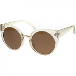 Cat Eye Women's High Fashion Oversize Round Lens Cat Eye Sunglasses 55mm - Clear-gold / Brown - C712J18F4KJ $9.07