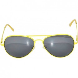 Aviator Classic Aviator Sunglasses Mirror Lens Colored Metal Frame with Spring Hinge - Yellow_smoke_lens - C31223Q8P2P $8.87