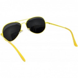 Aviator Classic Aviator Sunglasses Mirror Lens Colored Metal Frame with Spring Hinge - Yellow_smoke_lens - C31223Q8P2P $8.87