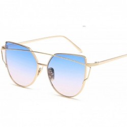 Cat Eye Sunglasses Women Luxury Cat eye Brand Design Mirror Flat Rose Gold Vintage Cateye sun glasses lady Eyewear - A6 - C81...