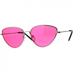 Cat Eye Womens Metal Rim Cat Eye Pop Color Retro Sunglasses - Silver Pink - CI18D4KZYQO $11.16