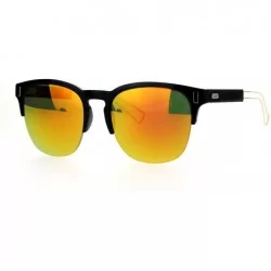 Wayfarer Retro Vintage Style Unique Metal Tip Half Rim Hipster Sunglasses - Black Orange - C312EO5Q5BV $13.44