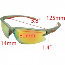 Rectangular Double Injection Sunglasses SPORTS - 2758 Matte Gunmetal Red / Red Yellow Mirror - CB12HTS4823 $15.75