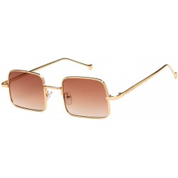 Rectangular Unisex Sunglasses Fashion Silver Pink Drive Holiday Rectangle Non-Polarized UV400 - Gold Brown - CY18RLDNI35 $12.58