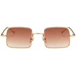 Rectangular Unisex Sunglasses Fashion Silver Pink Drive Holiday Rectangle Non-Polarized UV400 - Gold Brown - CY18RLDNI35 $12.58