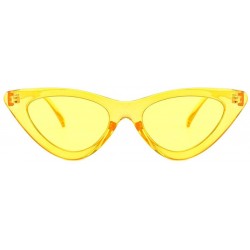 Rimless Retro Cat Eye Sunglasses Plastic Frame Fashion Jelly Clout Glasses for Women - Yellow - CD18QG4AQ3L $7.93