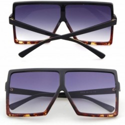 Square Oversized Sunglasses for Women Vintage Trendy Designer Glasses - Black Leopard Frame Brown Lens - CE18SWCEOEX $11.75