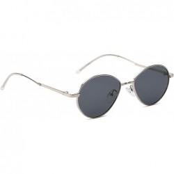 Oval Vintage Sunglasses for Men or Women metal AC UV400 Sunglasses - Silver Gray - CH18SASWNZQ $20.26