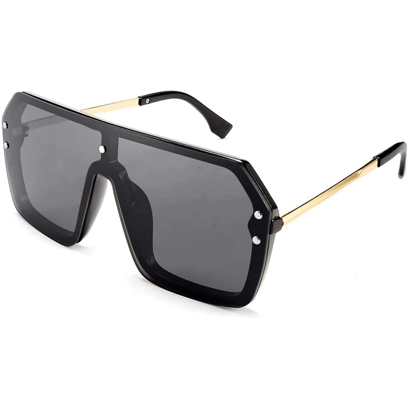 Rimless Classic Siamese One Piece Sunglasses Nice Rimless Stylish Retro Design for Women Men B2574 - 03 Black - CJ196556222 $...