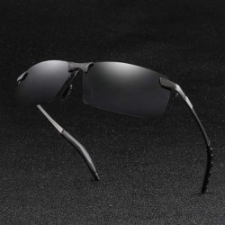 Rimless Men Polarized Photochromic Sunglasses Change Color Sun Glasses Day Night Vision Driving Goggles Male Rimless - C9199L...