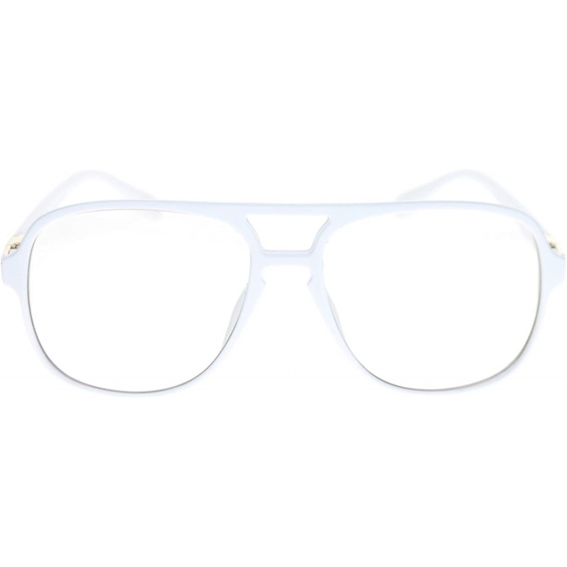 Aviator Mens Retro Nerdy Geek Urkel Plastic Pilot Clear Lens Eye Glasses - White - CI11Q16WX1N $10.66