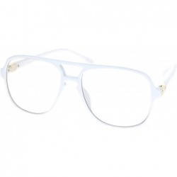 Aviator Mens Retro Nerdy Geek Urkel Plastic Pilot Clear Lens Eye Glasses - White - CI11Q16WX1N $10.66