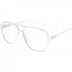 Aviator Mens Retro Nerdy Geek Urkel Plastic Pilot Clear Lens Eye Glasses - White - CI11Q16WX1N $10.66