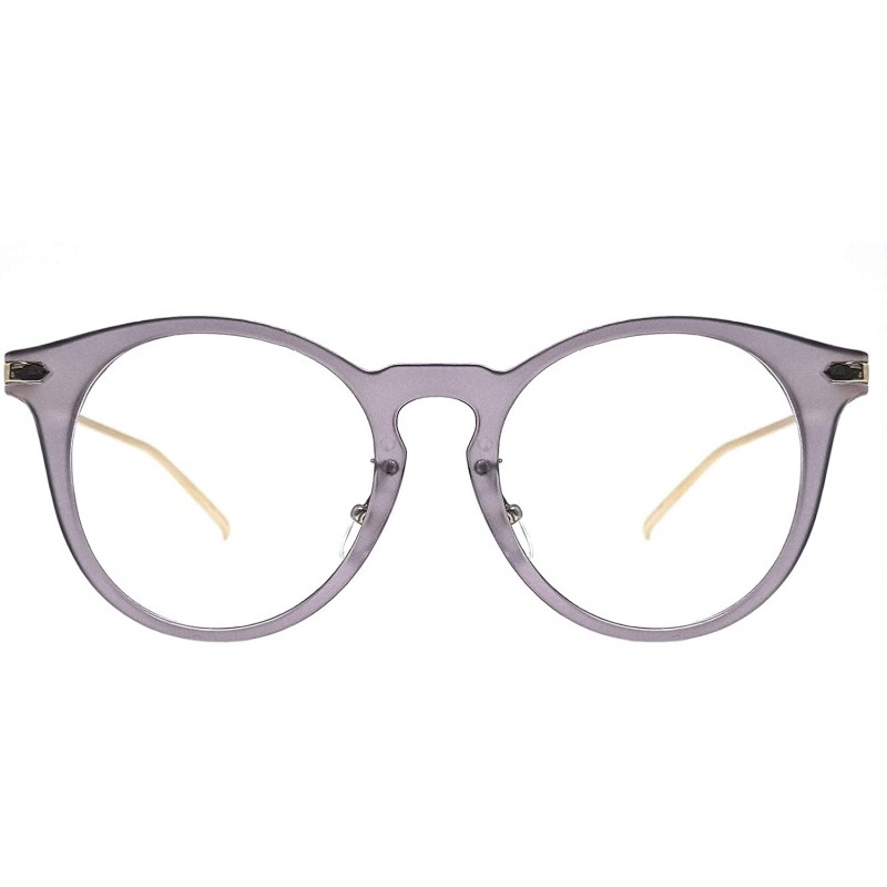 Square Oversized Big Round Horn Rimmed Eye Glasses Clear Lens Oval Frame Non Prescription - Gray 10122 - CX18NYLQM2C $10.37