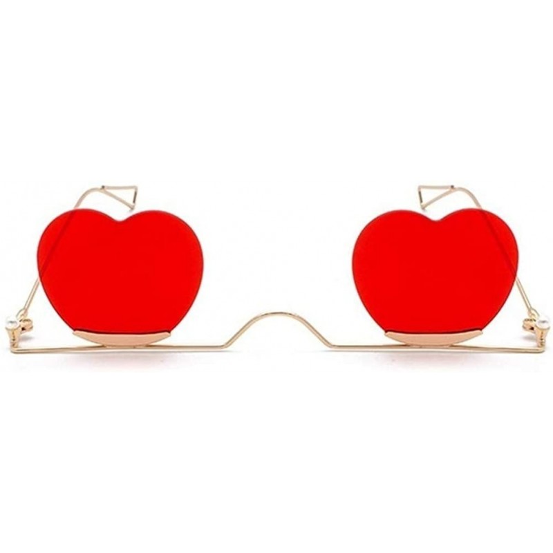 Rimless Heart Sharp Sunglasses for Women Rimless Cat Eye Sun Glasses Shades - Gold Red - CR1906ECSRS $13.08