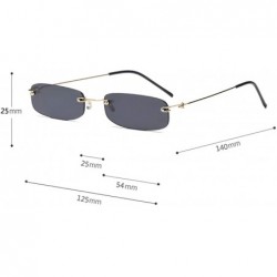 Rimless Narrow Sunglasses Tiny Rectangle Rimless Sun Glasses Unisex 2018 Hot Sale - Clear Blue - C318E88382E $13.44