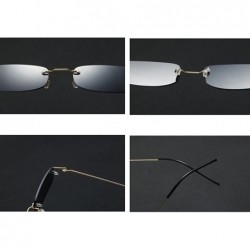 Rimless Narrow Sunglasses Tiny Rectangle Rimless Sun Glasses Unisex 2018 Hot Sale - Clear Blue - C318E88382E $13.44