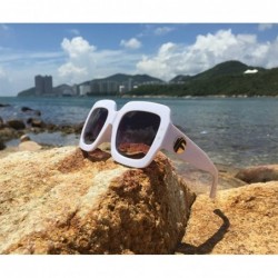 Rectangular Designer Oversized Squared Sunglasses for Women Statement Thick Rectangle Frame - White - CU18GOMYLMA $11.70