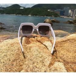 Rectangular Designer Oversized Squared Sunglasses for Women Statement Thick Rectangle Frame - White - CU18GOMYLMA $11.70