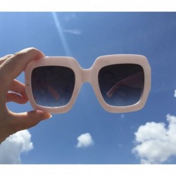 Rectangular Designer Oversized Squared Sunglasses for Women Statement Thick Rectangle Frame - White - CU18GOMYLMA $11.70