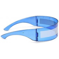 Goggle Futuristic Cyclops Monoblock Shield Mirrored Sunglasses Sunglass Glasses - Blue - CZ18Z7CGWAQ $13.42