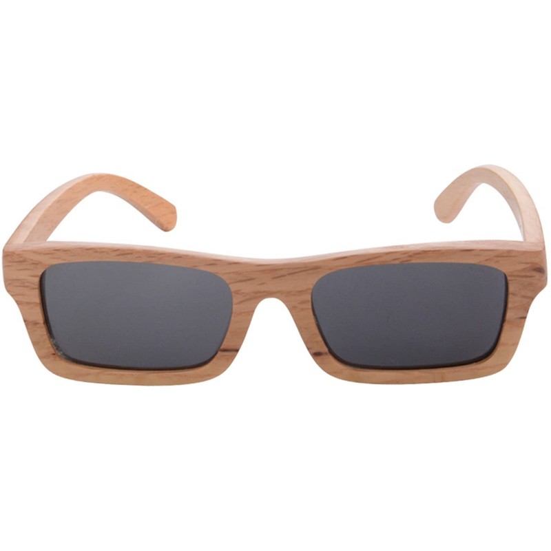 Wayfarer Wood Polarized Sunglasses Wooden Frame UV400 Summer Glasses-SG6006 - Brich Leaf - CL18E5CU3ZM $15.78