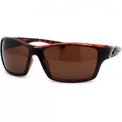 Sport Mens Color Mirror Warp Rectangular Sport Plastic Sunglasses - Black Tortoise Brown - CM195ZR9U4U $23.59