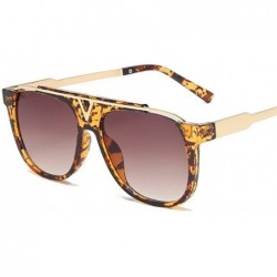 Oversized Oversized Flat Top Sunglasses for Women UV400 - Amber Tea - CB1902TTZ0S $15.16