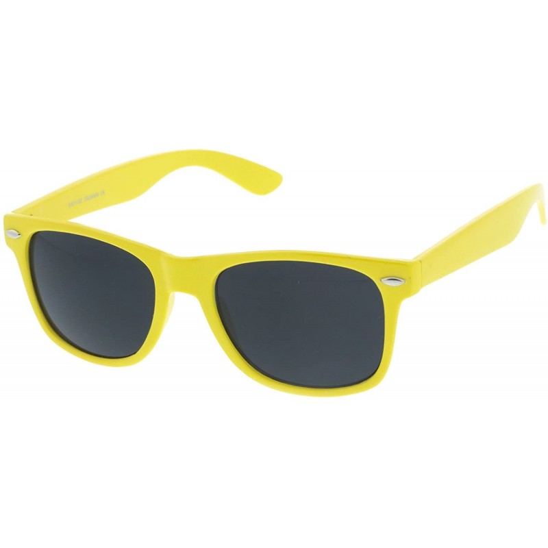 Wayfarer Retro Wide Temples Neutral-Colored Lens Horn Rimmed Sunglasses 55mm - Yellow / Smoke - C912N9PE480 $8.26