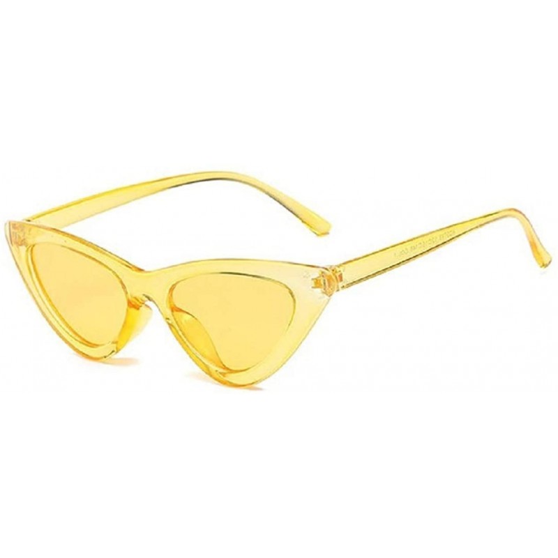 Goggle Cute Sexy Retro Cateye Sunglasses for Women Clout Goggles Candy Colors - Clear Yellow - C618SKDGGZU $8.10