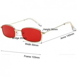 Square Small Metal Frame Square Sunglasses Non Polarized Lens - Gold/Red - CH199EQ3CL3 $11.62