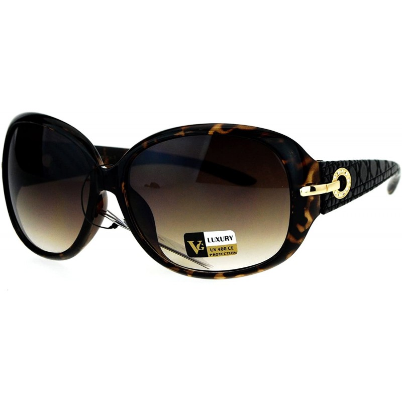 Oval Luxury Fashion Sunglasses Womens Designer Style Rhinestone Shades UV 400 - Tortoise (Brown Smoke) - CM186SRG33W $14.21