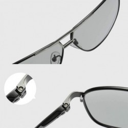 Rimless Photochromic Polarized Sunglasses Men Women for Day and Night Driving Glasses - 8521-black - C918YW0YDGK $20.63