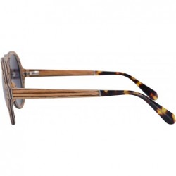 Aviator 7 Layers Genuine Wood Frame Sunglasses Pilot Style Polarized Wood Sunglasses-SH73004 - Zebra - CC12GG03QGT $25.77