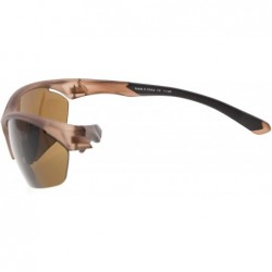 Sport Retro Mens Womens Sports Half-Rimless Bifocal Sunglasses - Matte Brown - CZ189X62K06 $19.37