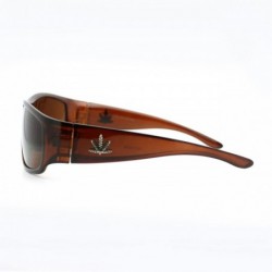 Rectangular UV400 Protection Mens Sunglasses Oval Rectangular Wrap Marijuana Leaf - Brown - CT11WP9AEO7 $10.11