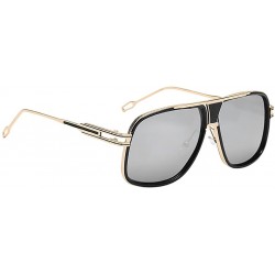 Square Eyewear Womens Men Square Vintage Retro Sunglasses - Leopard Frame Gold Lens - CG19357IO9Z $13.51