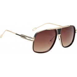 Square Eyewear Womens Men Square Vintage Retro Sunglasses - Leopard Frame Gold Lens - CG19357IO9Z $13.51