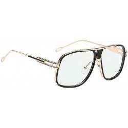 Square Eyewear Womens Men Square Vintage Retro Sunglasses - Leopard Frame Gold Lens - CG19357IO9Z $13.51