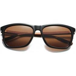 Square Polarized Sunglasses For Men Aluminum Magnesium Men's Sun Glasses Driving - Brown - CX18HYCU306 $11.35